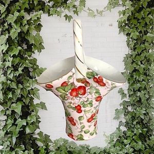 Vintage strawberry basket vase